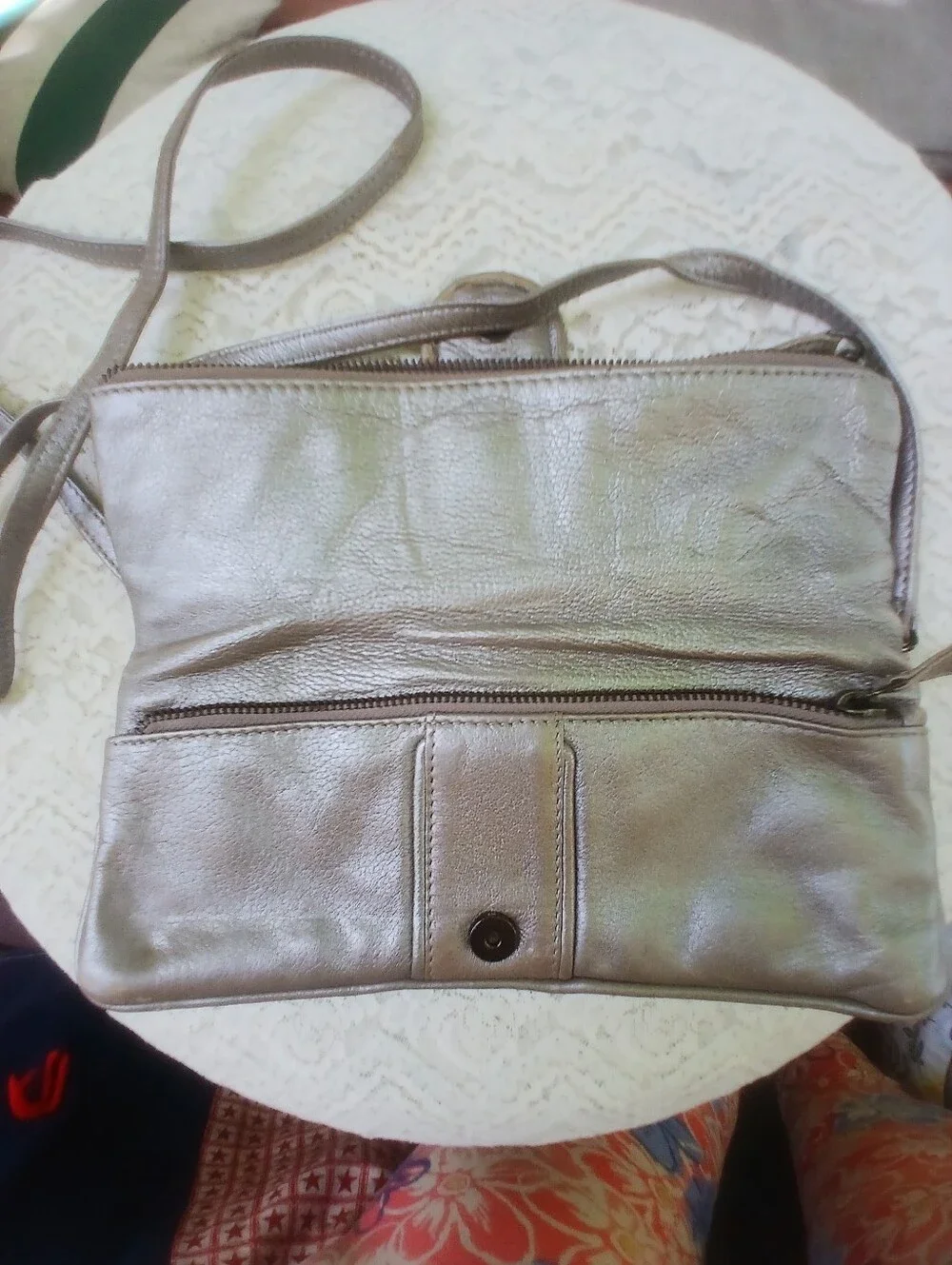 Latico Genuine Leather Metallic Taupe Crossbody Clutch Bag - Picture 9 of 11